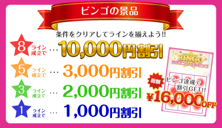 奥様エンジェルビンゴ割引